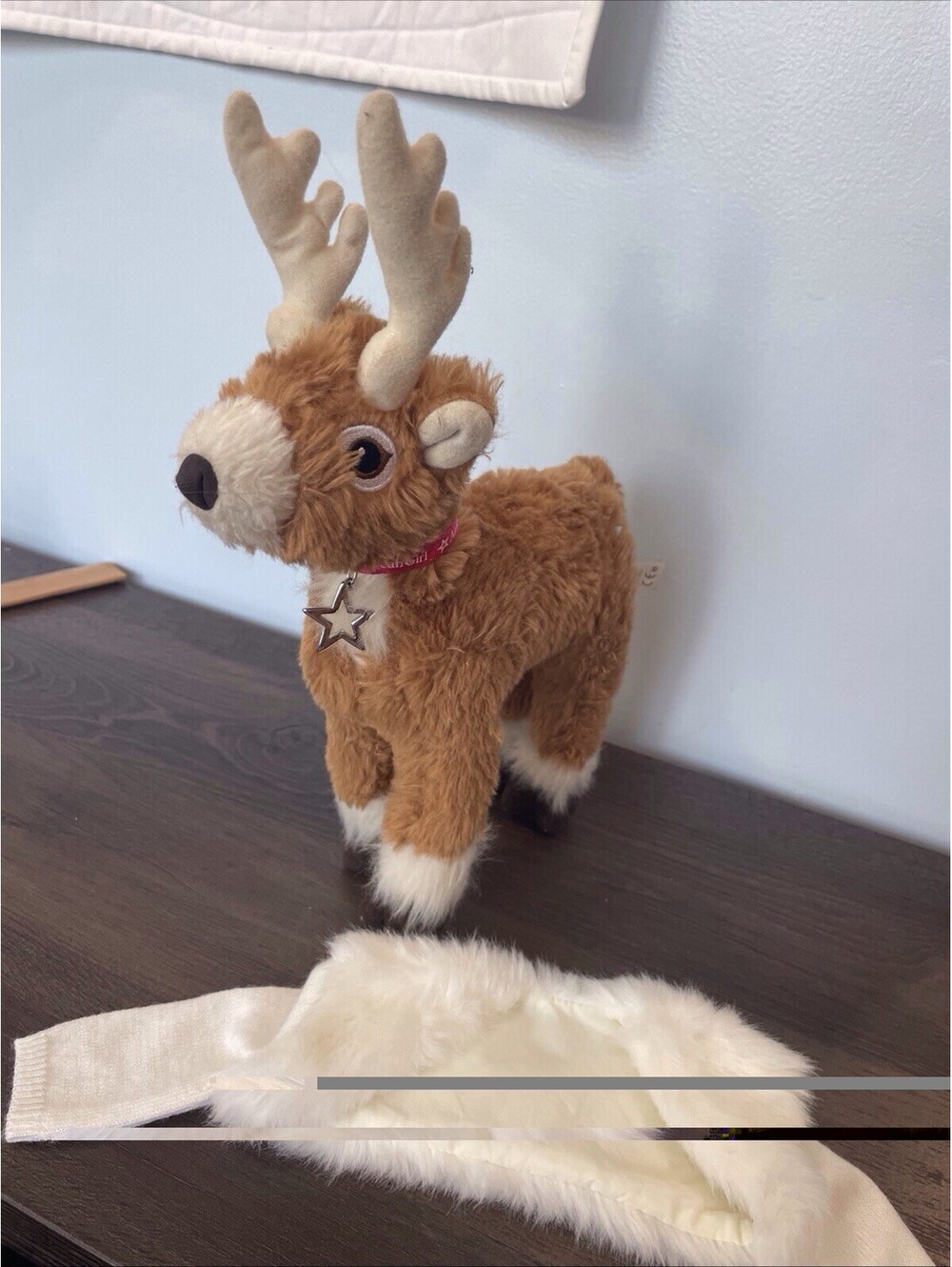 American Girl 12” Holiday Reindeer & White Fur Shrug For Doll